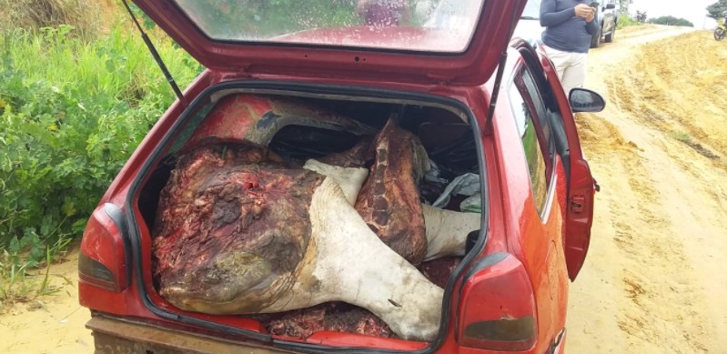 Carro que levava boi furtado de quase 400 quilos quebra em estrada no AC e deixa trio na mão