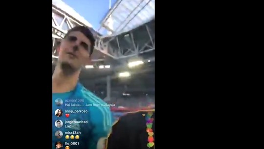 Lukaku faz "live" no gramado, e Courtois brinca com hit inglês: "Estou voltando pra casa"