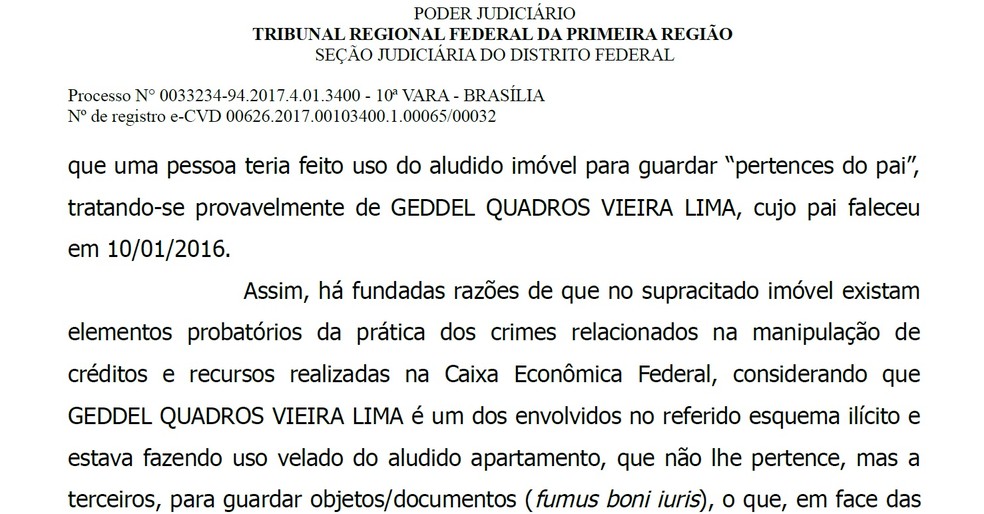 Decisão da Justiça Federal que resultou em busca e apreensão no bairro da Graça, em Salvador (Foto: Reprodução)