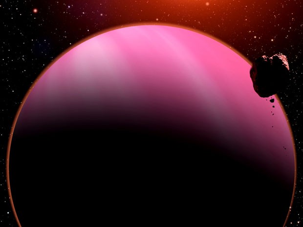 Concepção artística do exoplaneta HAT-P-11b que orbita sua estrela 122 anos-luz da Terra (Foto: David A. Aguilar/CfA/Divulgação)