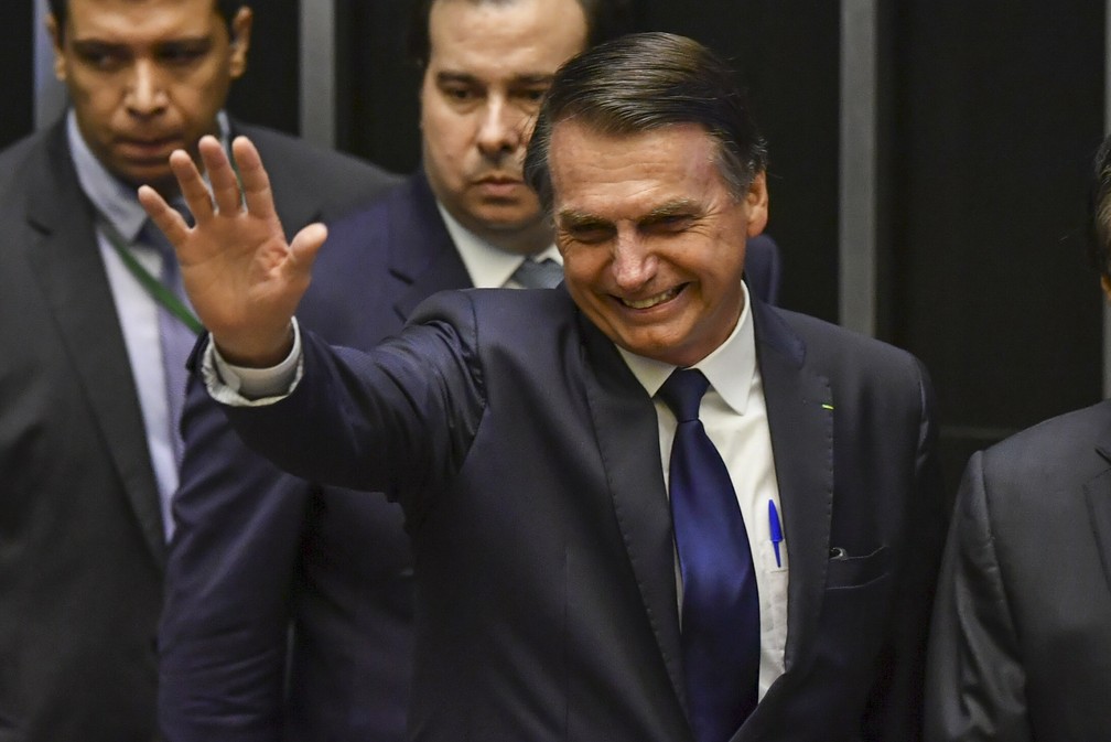Jair Bolsonaro no Congresso antes de tomar posse como novo presidente — Foto: Nelson Almeida/AFP