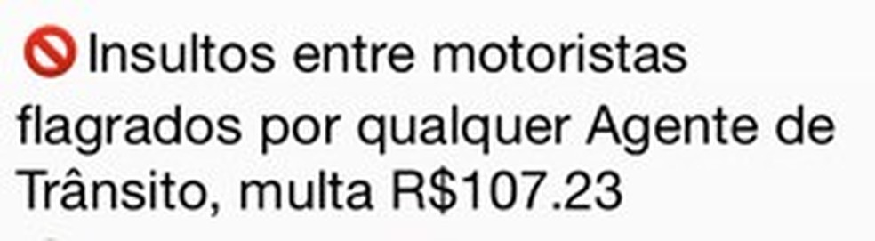 Mensagem sobre multas que circula nas redes (Foto: Reprodução)