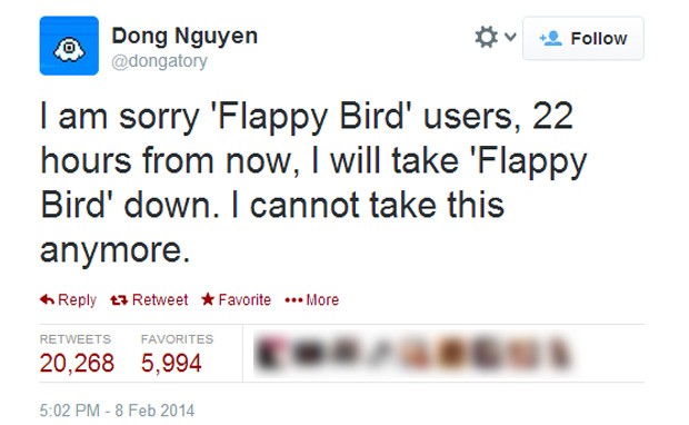 Flappy Bird é retirado do ar por seu criador