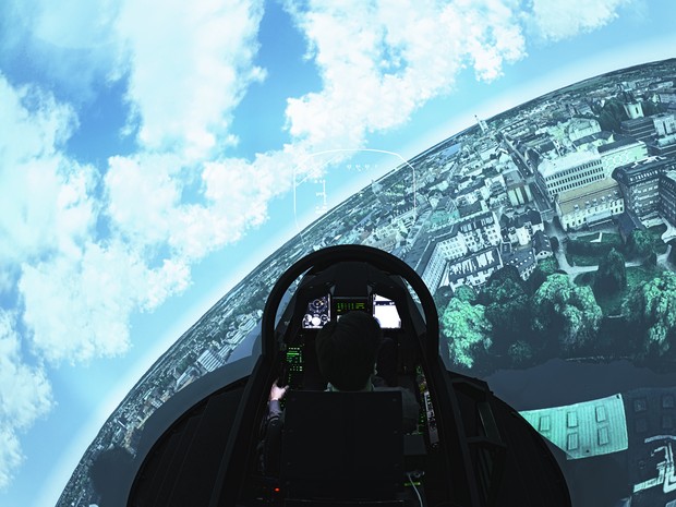 Simulador do Gripen na Suécia (Foto: Saab/divulgação)