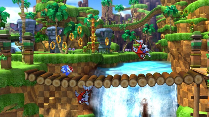 Sonic Generations apela forte para a nostalgia com dois Sonics e conquista corações com sua versão de Green Hill Zone (Foto: Reprodução/Destructoid)