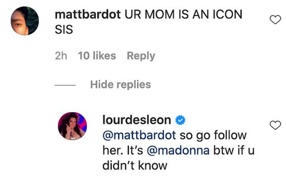 Filha da cantora Madonna, a modelo Lourdes Maria respondeu com ofensas e palavrões os comentários de seus seguidores no Instagram (Foto: Instagram)