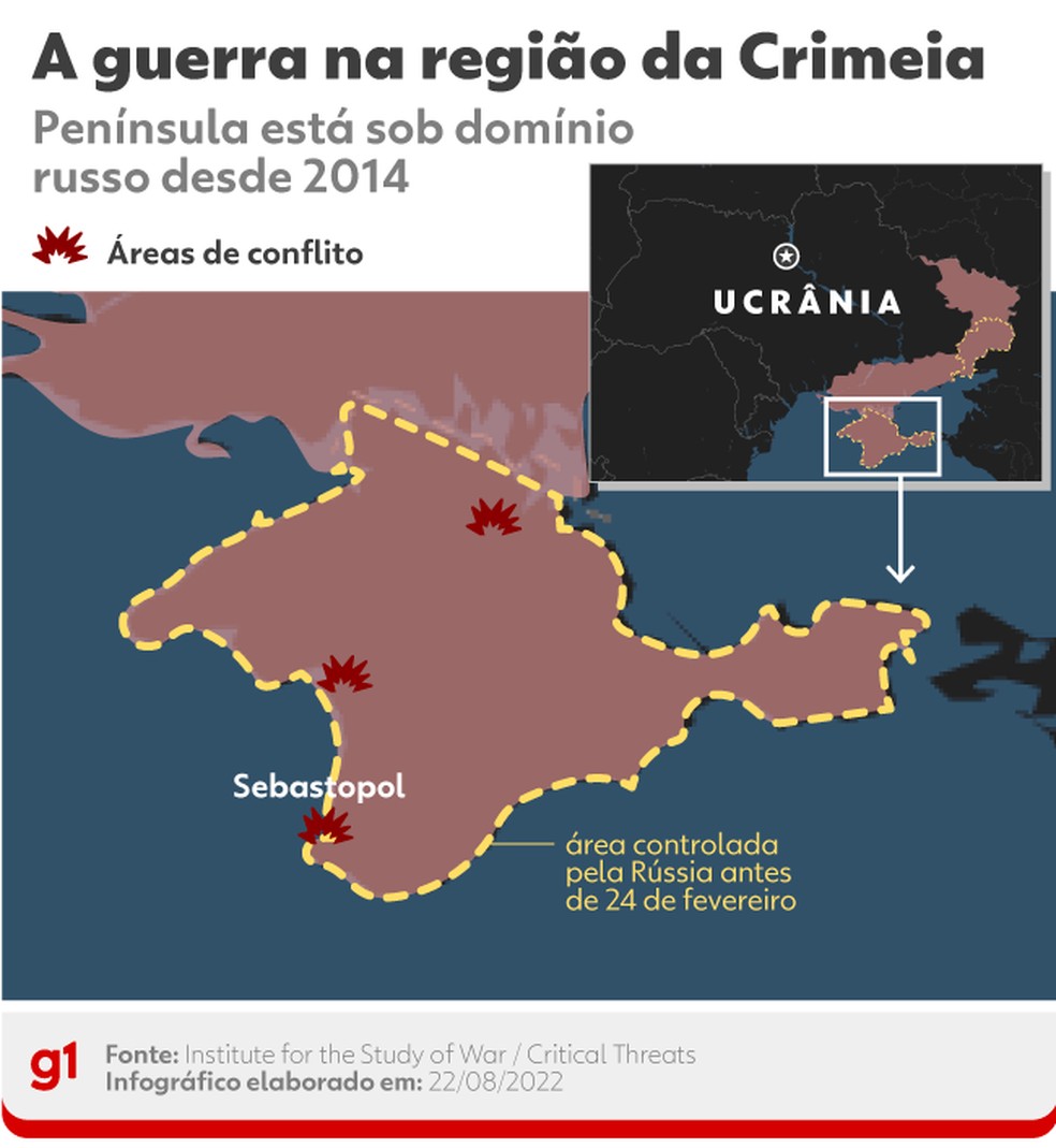 Mapa mostra a guerra na região da Crimeia — Foto: g1