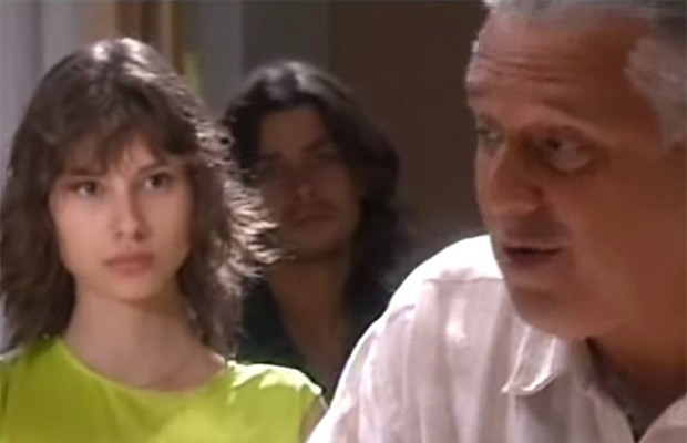 Lavínia Vlasak, Fábio Assunção e Antonio Fagundes em cena de O Rei do Gado (Globo, 1996) (Foto: Reprodução/TV Globo)
