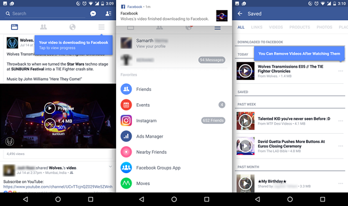 Salvar vídeos no Facebook permite reproduzi-los no aplicativo sem Internet (Foto: Reprodução/Android Police)