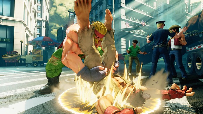 Street Fighter 5: Alex agarra Ryu com seu Power Bomb (Divulgação/Capcom)