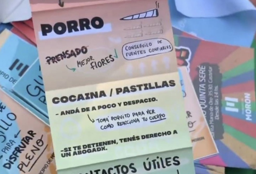 Folheto divulgado na periferia de Buenos Aires aconselha jovens usarem 'um pouquinho de cocaína' — Foto: Reprodução/Redes Sociais