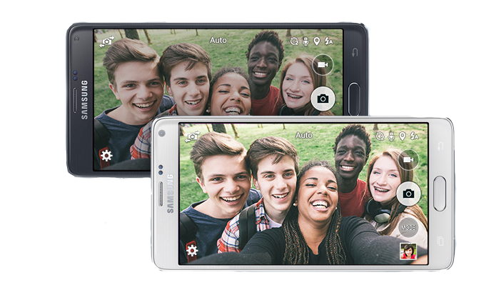 Note 4 traz câmera frontal avançada de 3,7 megapixels e modo selfie (Foto: Divulgação)
