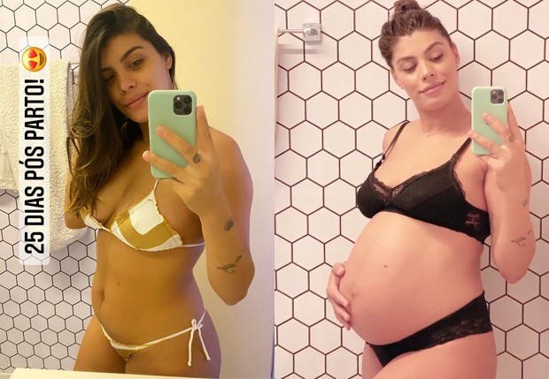 Fran  Grossi 25 dias após parto e seu último registro na reta final da gravidez (Foto: Reprodução/Instagram)