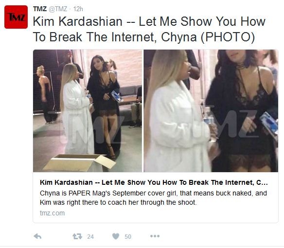 Kim Kardashian e Blac Chyna nos bastidores da Paper de setembro, via TMZ (Foto: Reprodução/Twitter TMZ)