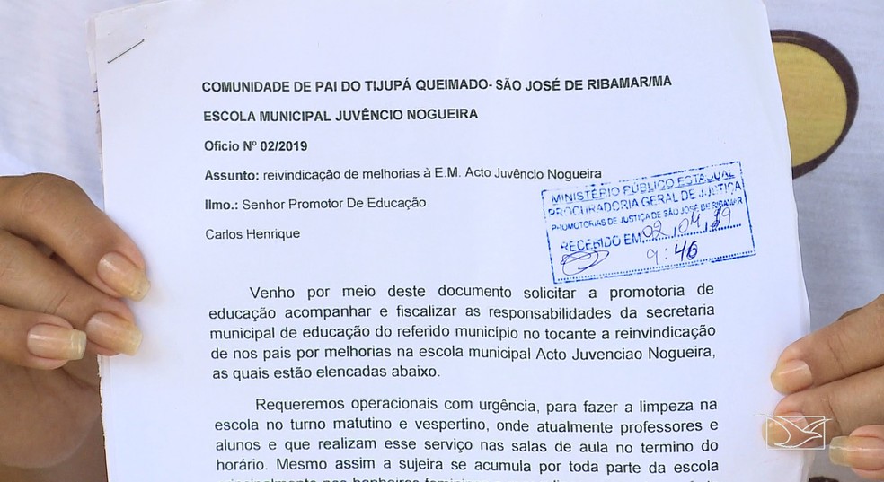Moradores estão apelando ao Ministério Público em busca de mais segurança e estrutura na Escola Juvêncio Nogueira — Foto: Reprodução/TV Mirante