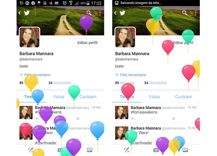 Versão dos balões no aplicativo de celular do Twitter (Foto: Reproduç