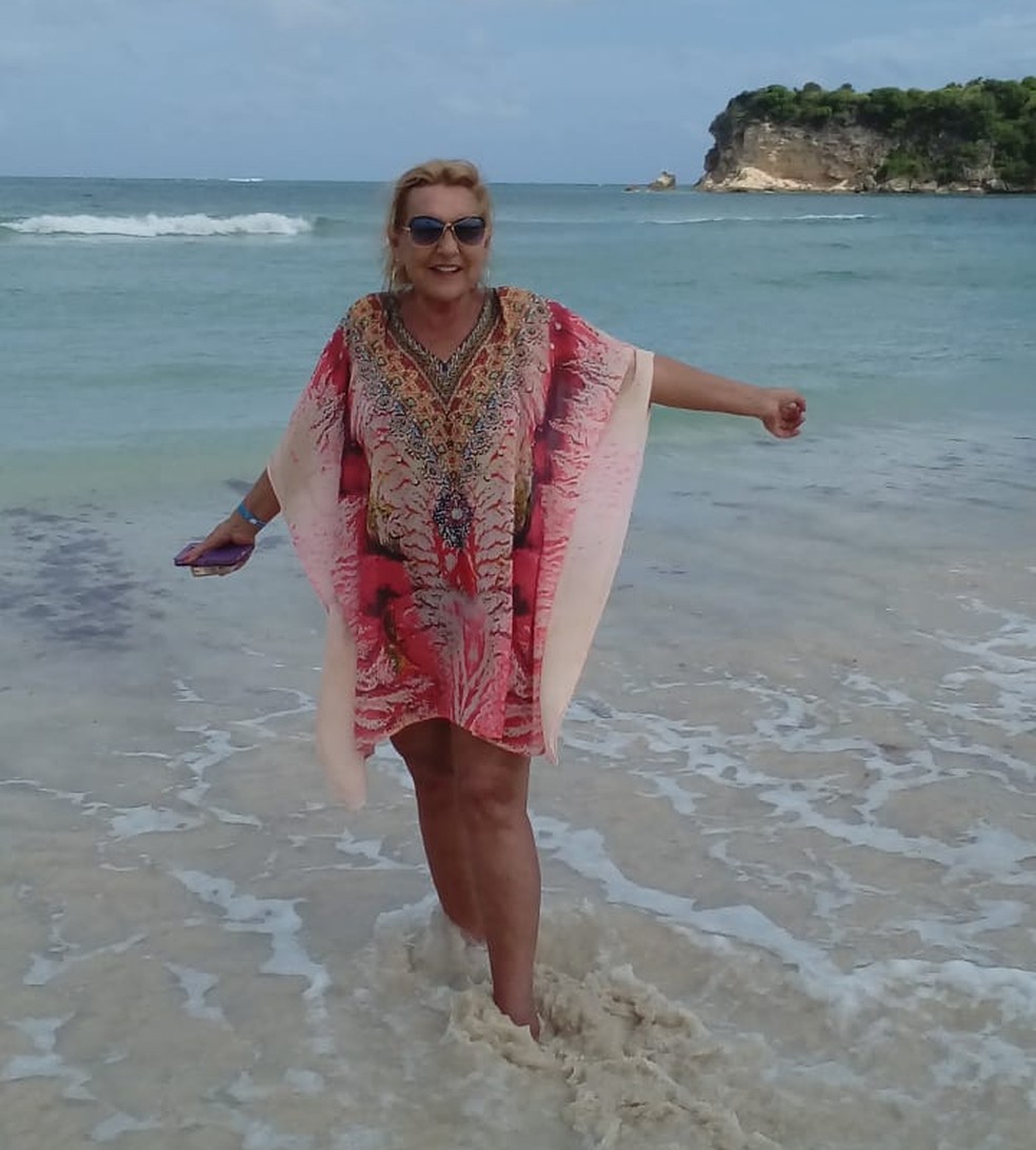 Diva Margarida Rodaski Leão morreu após ser atropelada por um tratoe de limpeza em uma praia em São Vicente (SP) — Foto: Arquivo Pessoal