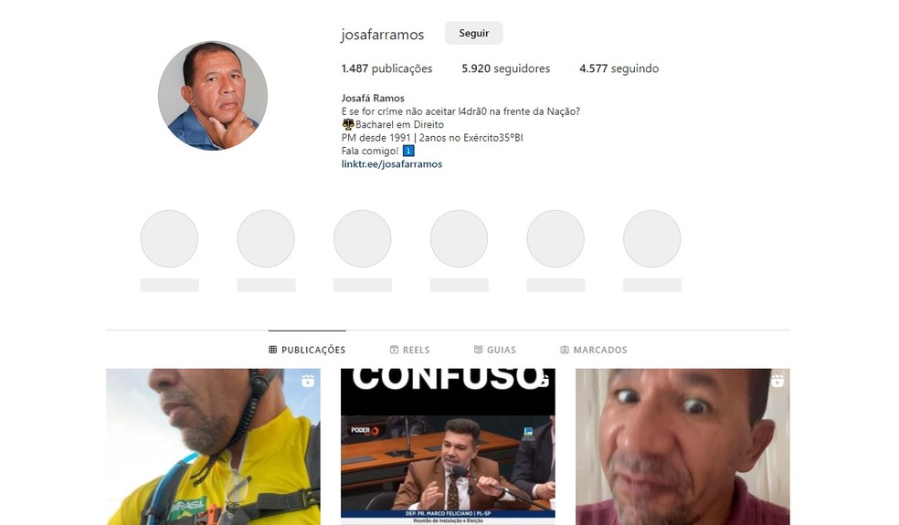 Em uma das redes sociais, Josafá Ramos tem mais de 5 mil seguidores — Foto: Reprodução/Redes Sociais