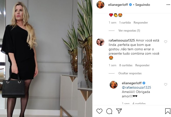 Eliane Gerloff e Rafael Souza trocam declarações de amor nas redes sociais (Foto: Reprodução / Instagram)