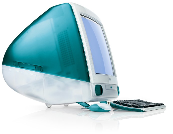 Volta às origens: caso adote o vidro, iMacs poderiam ganhar tampas transparentes, como as utilizadas na primeira geração dos computadores, em 1998 (Foto: Divulgação/Apple)