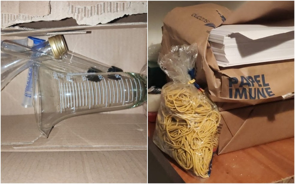 PM e MP-GO apreendem produtos usados para simular falsificação de dinheiro com grupo em Goiás — Foto: Reprodução/MP-GO