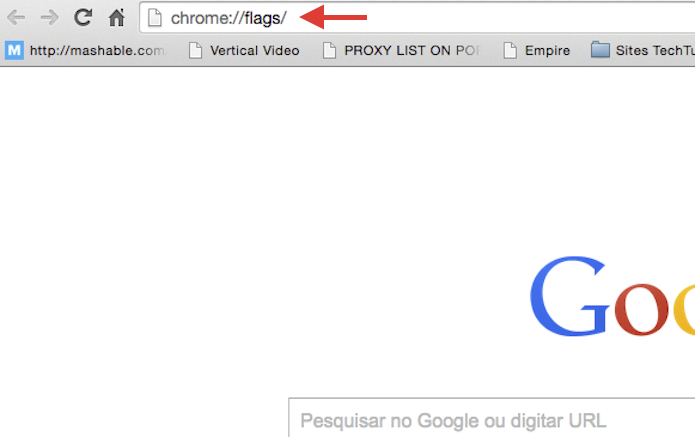 Digitando o endere?o chrome://flags/ na barra de endere?os do Chrome (Foto: Reprodu??o/Marvin Costa)