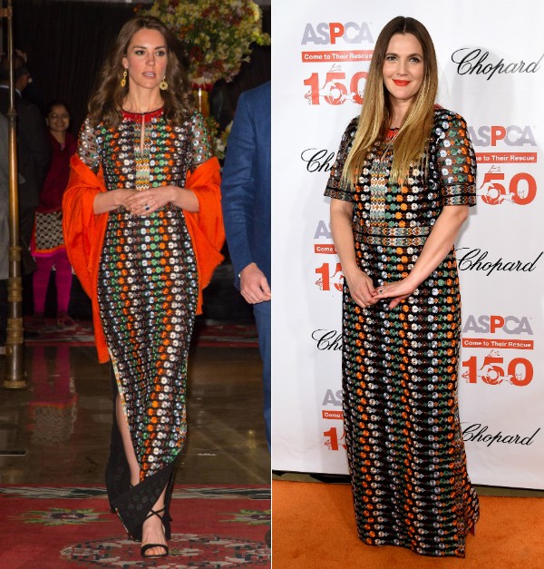 Kate Middleton e Drew Barrymore usam mesmo vestido com horas de diferença (Foto: Jamie McCarthy / Pool / Getty Images)