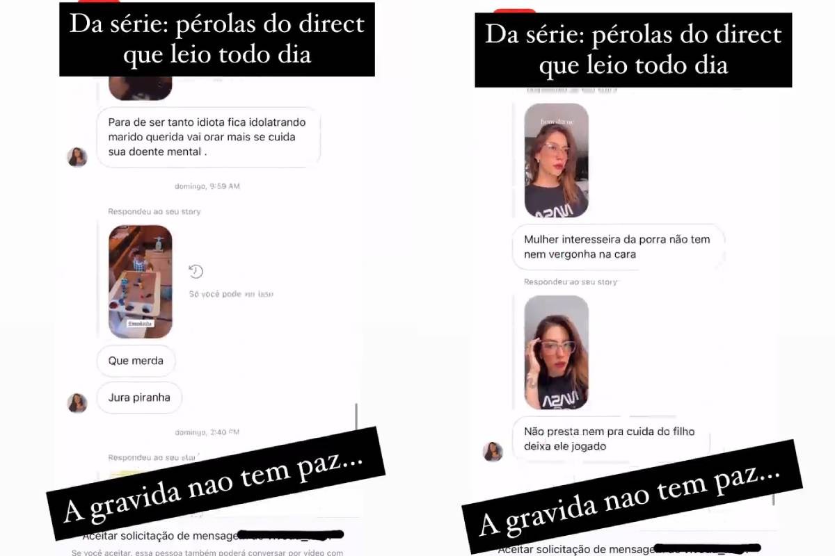 Gabi Brandt mostra mensagem de hater (Foto: Reprodução/Instagram)