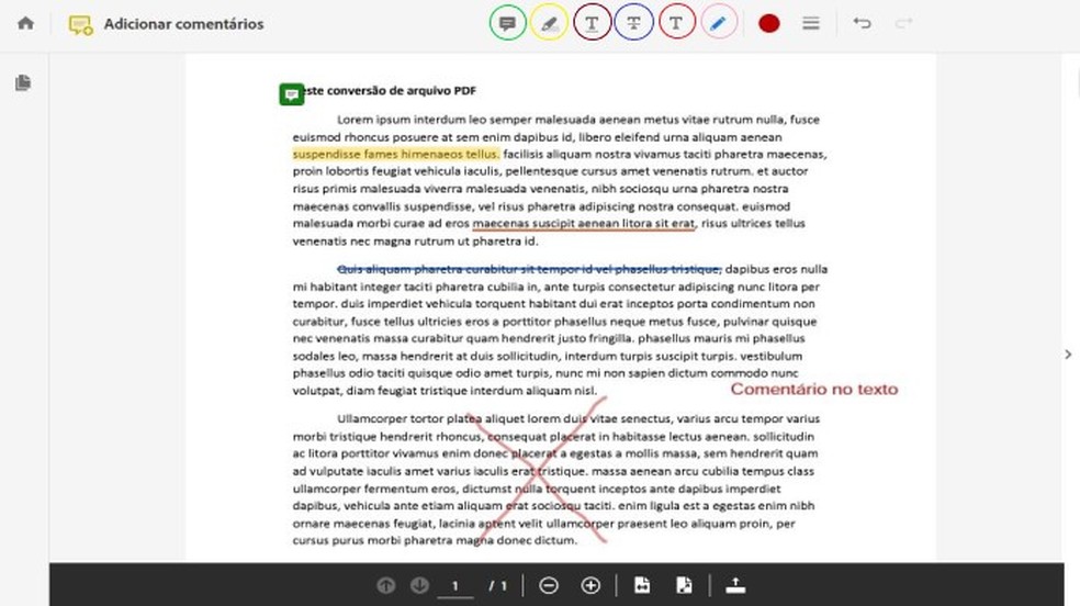 Edições possíveis com a ferramenta online do Adobe Acrobat — Foto: Reprodução/Juliana Monaco