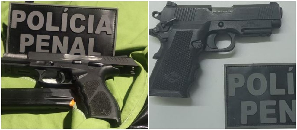 Duas armas de fogo furtadas de alojamento dos policiais da Unidade Prisional Professor José Sobreira de Amorim foram recuperadas. — Foto: SAP/ Divulgação