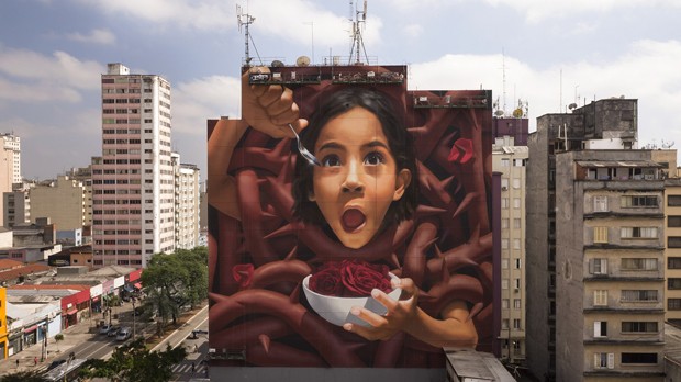 Grafiteiro anônimo inaugura mural de 2025m² em prédio de São Paulo  (Foto: Divulgação )