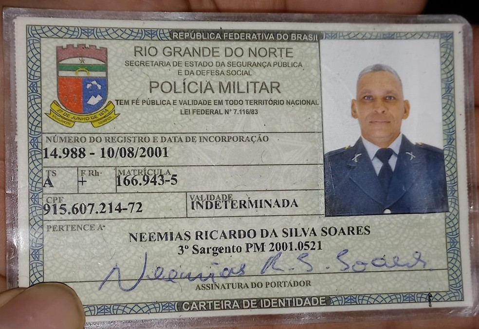Policial militar Neemias Ricardo da Silva Soares foi morto a tiros na Zona Norte de Natal — Foto: Cedida