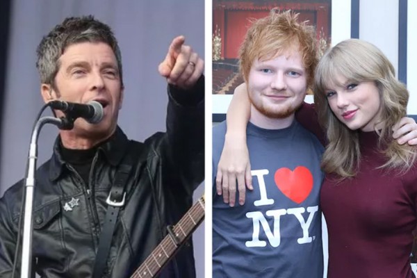 Noel Gallagher, Ed Sheeran e Taylor Swift (Foto: Getty Images)
