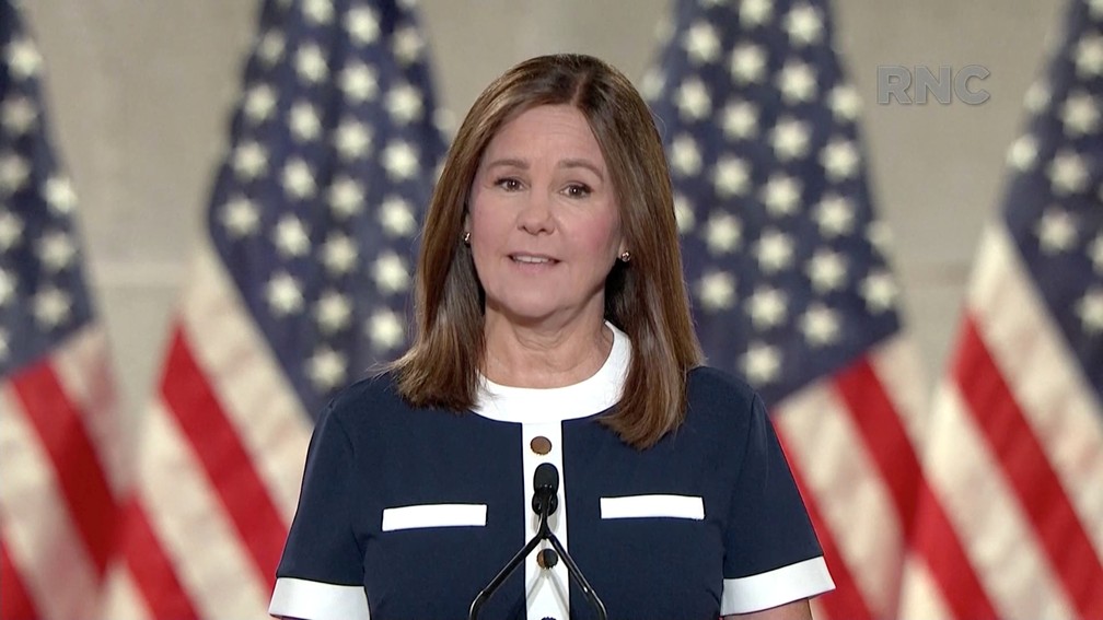 Vice-primeira-dama Karen Pence discursa na Convenção Nacional do Partido Republicano nesta quarta-feira (26) — Foto: Republican National Convention/Handout via Reuters
