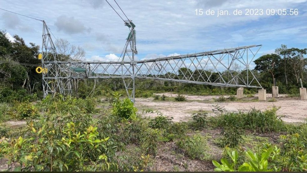 Torre de energia derrubada em Rondônia — Foto: Aneel/Divulgação