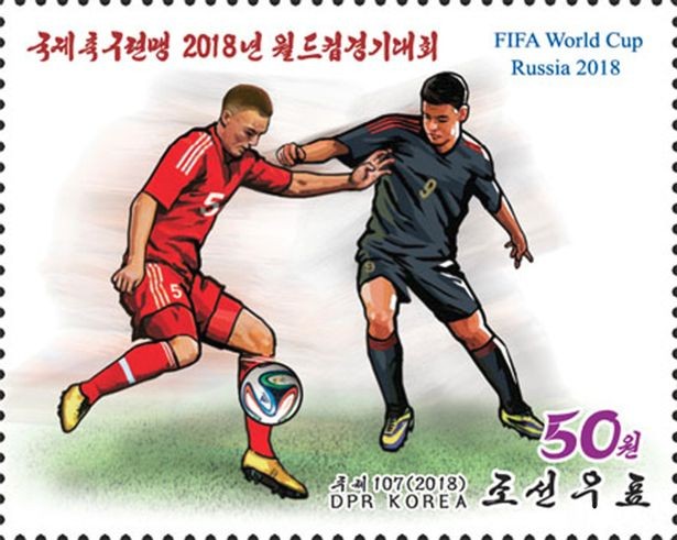 Um dos selos lançados pela Coreia do Norte celebrando a Copa do Mundo (Foto: Divulgação)