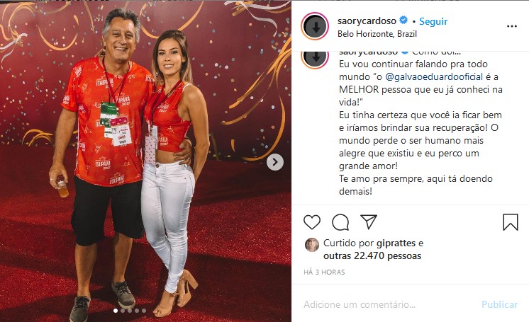 Saory Cardoso homenageia Eduardo Galvão (Foto: Reprodução/Instagram)