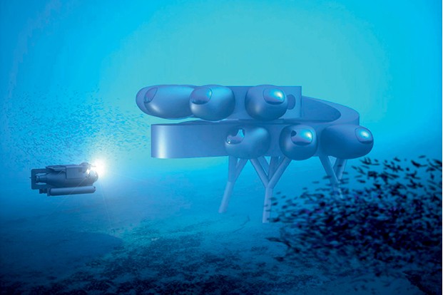 Proteus, a maior estação subaquática de pesquisa do mundo. Um laboratório permanentemente aberto a estudos acadêmicos, companhias privadas, cientistas e organizações de pesquisa oceânica (Foto: Divulgação)