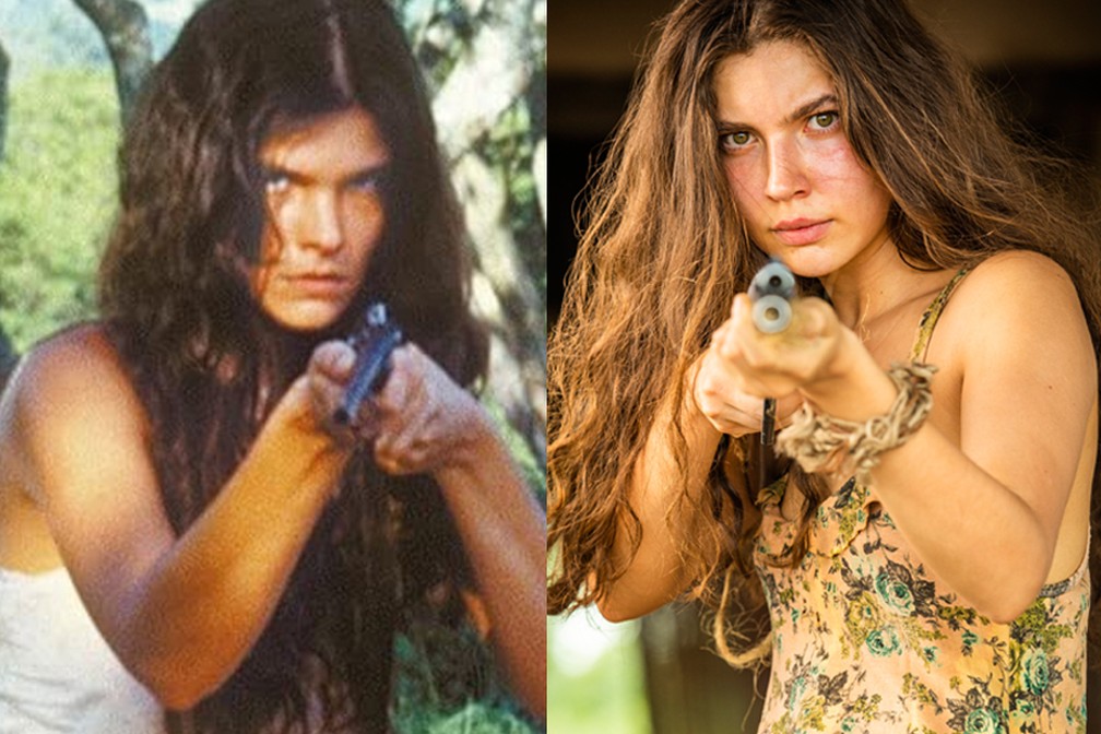 Juma Marruá: Cristiana Oliveira fez a personagem na primeira versão. No novo projeto, quem assume o posto é a atriz Alanis Guillen — Foto: Divulgação/Rede Manchete - Globo/João Miguel Júnior