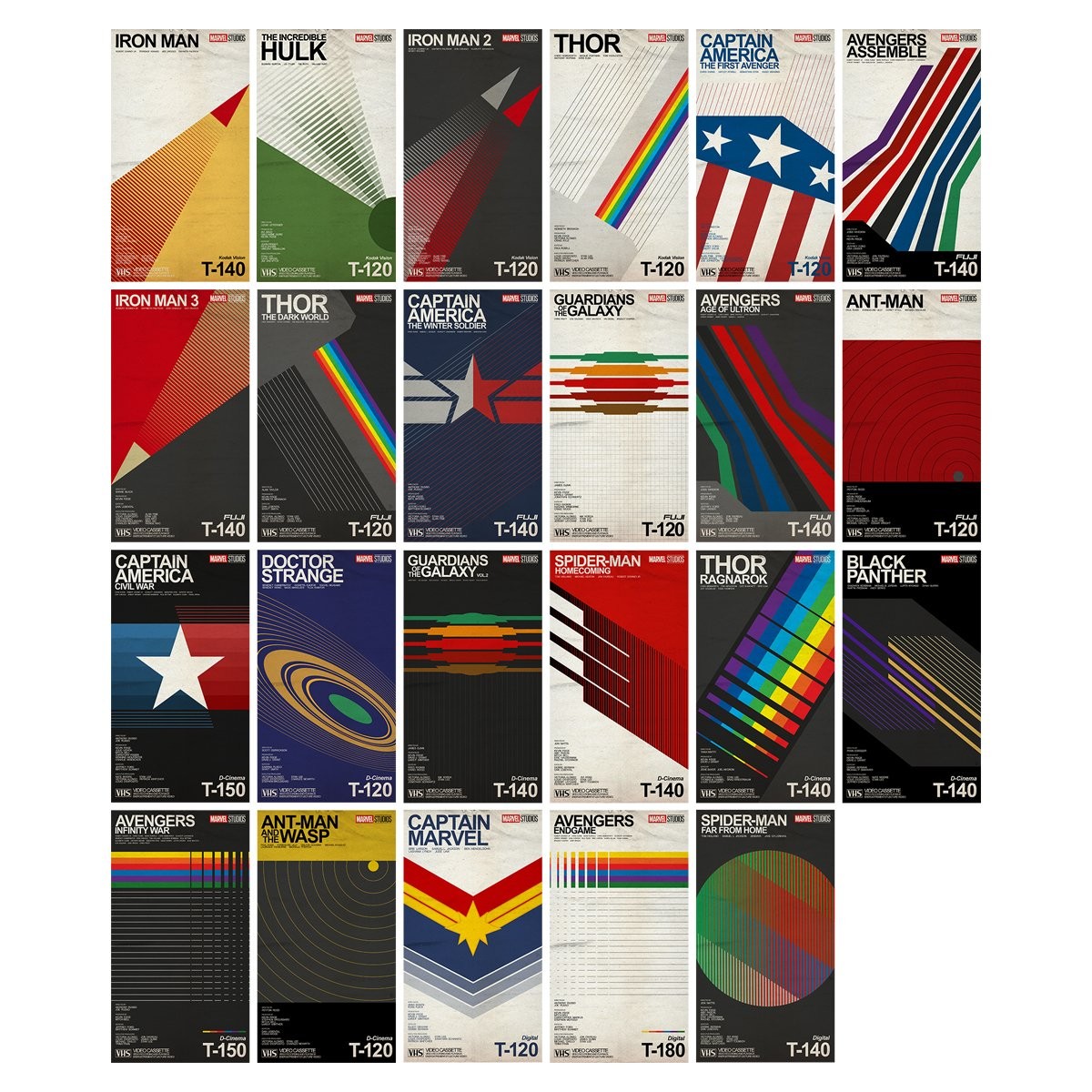 As capinhas de VHS de 23 filmes da Marvel criadas pelo designer britânico George Grey (Foto: Twitter)