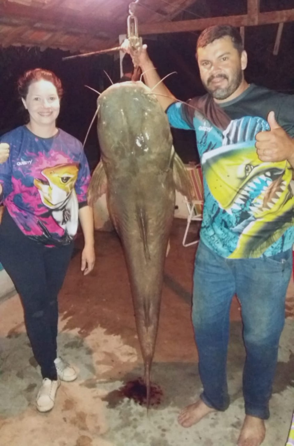 Jáu de 57 kg pescado no dia 7 de setembro — Foto: MS Todo Dia/Divulgação