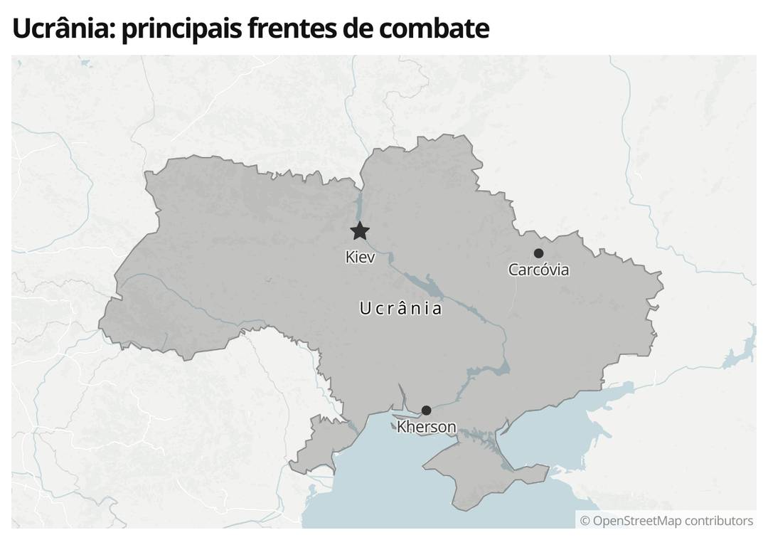 Mapa mostra quais so as principais cidades onde h luta na Ucrnia