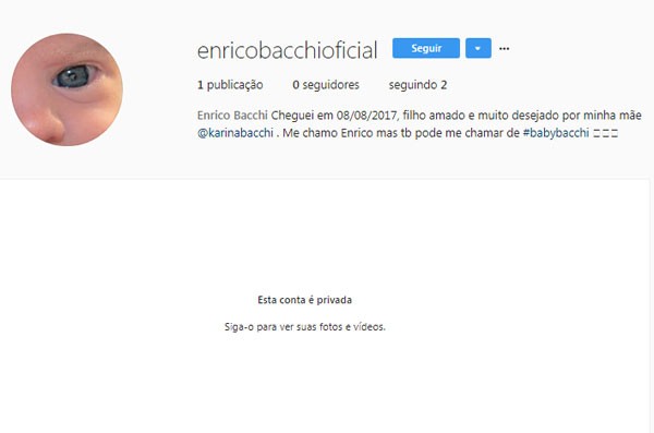 O instagram do bebê de Karina Bacchi (Foto: Reprodução/Instagram)