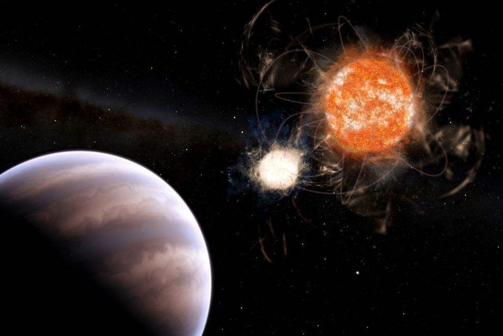 Pesquisadores brasileiros identificaram sinais robustos da existência de um objeto gigante na constelação de Cygnus orbitando um sistema binário de uma estrela viva e uma anã branca. — Foto: (Leandro Almeida/Divulgação)