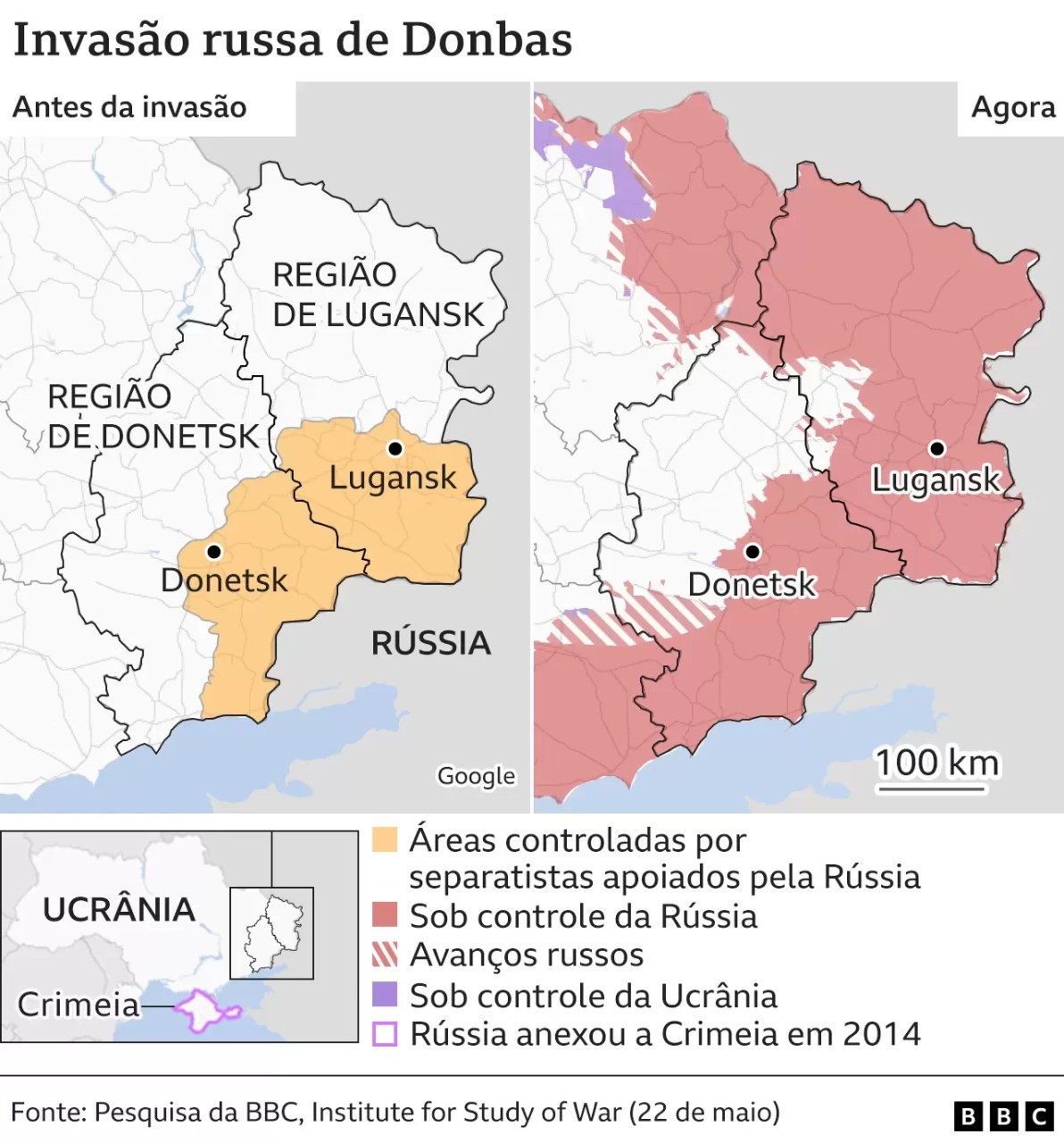 Invasão russa de Donbas (Foto: BBC)