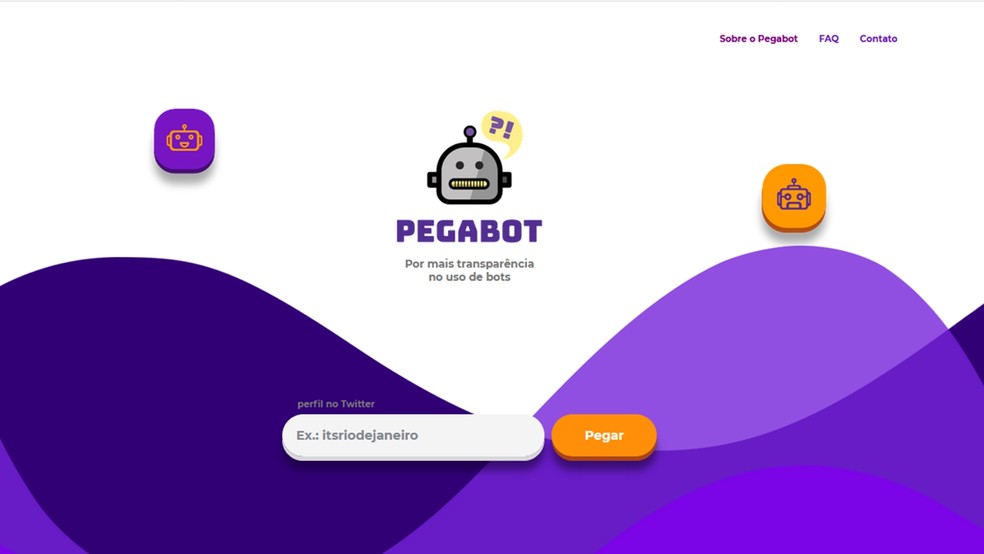 Pegabot permite ao cidadão identificar se o perfil no Twitter é um robô — Foto: Reprodução/Pegabot