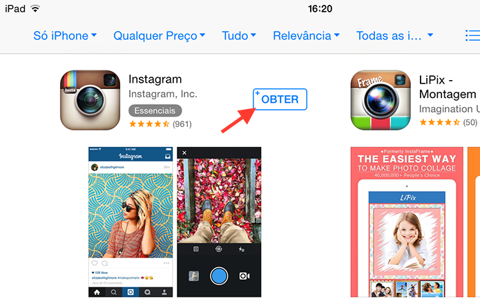 Baixando e instalando o Instagram para iPhone em um iPad (Foto: Reprodução/Marvin Costa)