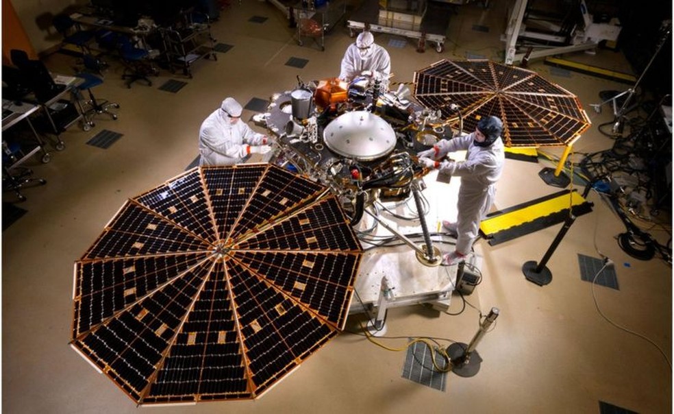 A sonda InSight foi lançada em 2018, pousando em Marte em novembro do mesmo ano — Foto: Nasa/JPL-Caltech