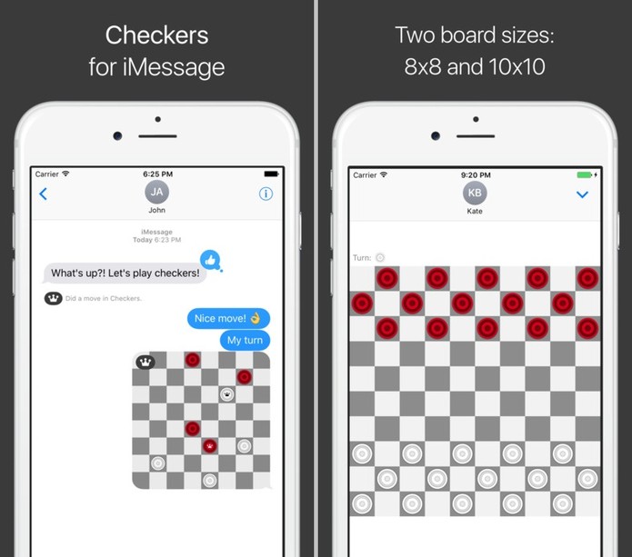 Com dois tamanhos de tabuleiro, o app leva o jogo de damas para suas conversas (Reprodução/ App Store)