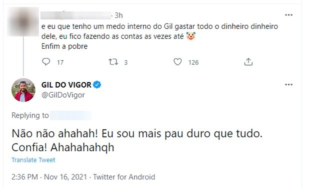 Publicação de Gil do Vigor (Foto: Reprodução/Twitter)